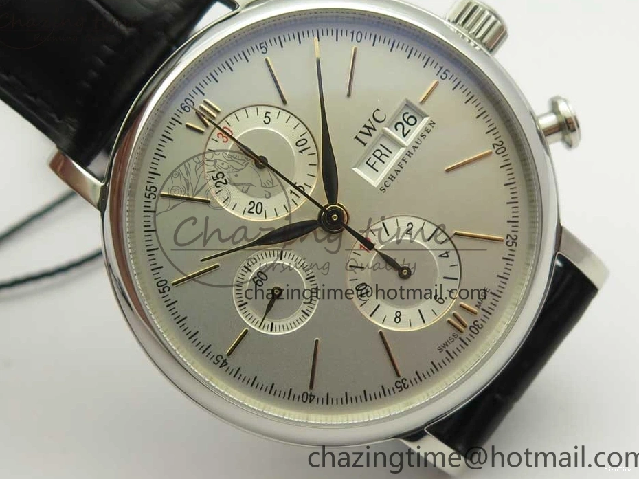 MIROTIME 0129 Snug Portofino IW391022 SS ZK 1:1 Best Edition White Dial Gold Markers On Black Leather Strap A 7130